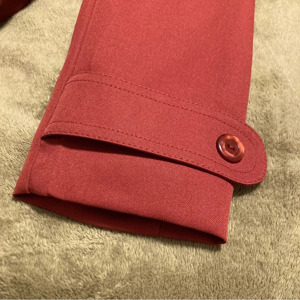 NWOT Trench Coat Vintage 70s Removable Lining Midi Belt Rust Red Women's S Small